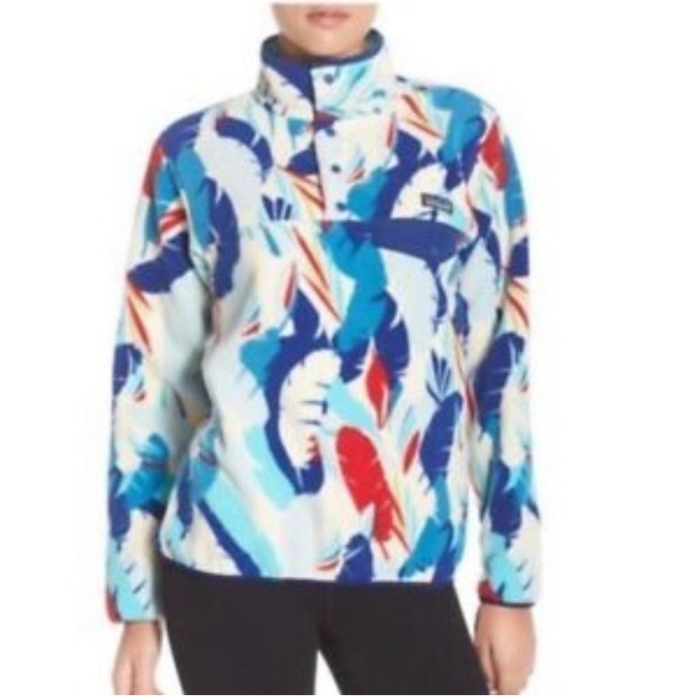 Patagonia Synchilla Quarter Snap T Feather Print Patterned Pullover Sweater
